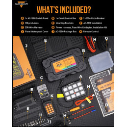 Auxbeam AC-1200 RGB Switch Panel with APP&Remote Control, Toggle/ Momentary/ Pulsed Mode Supported (One-Sided Outlet)
