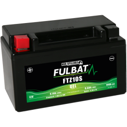 Fulbat battery  FTZ10S GEL  12Volt  Capacity:8.6Ah  CCA:190Amp  L:150 W:88 H:93   P/N:550636  Polarity: + / -