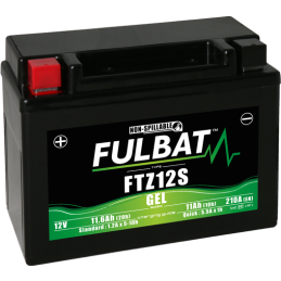 Fulbat battery  FTZ12S GEL  12Volt  Capacity:11Ah  CCA:210Amp  L:150 W:88 H:110   P/N:550637  Polarity: + / -