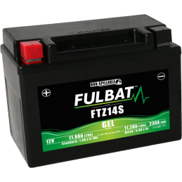 Fulbat battery  FTZ14S GEL  12Volt  Capacity:11.2Ah  CCA:230Amp  L:150 W:88 H:110   P/N:550638  Polarity: + / -