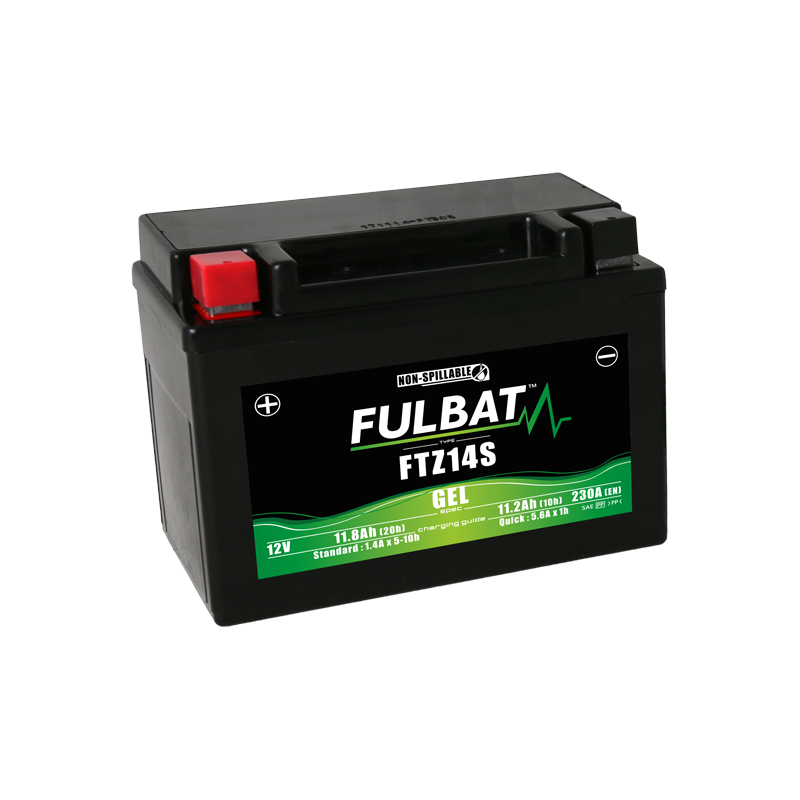 Fulbat battery FTZ14S GEL 12Volt Capacity:11.2Ah CCA:230Amp L:150 W:88 H:110 P/N:550638 Polarity: + / - Fulbat battery FTZ14S GEL 12Volt Capacity:11.2Ah CCA:230Amp L:150 W:88 H:110 P/N:550638 Polarity: + / -