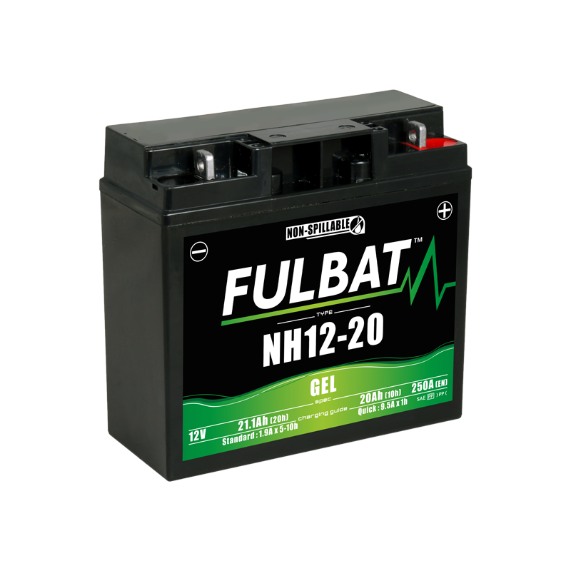 Fulbat battery  NH12-20 GEL (BMW)  12Volt  Capacity:20Ah  CCA:235Amp  L:186 W:82 H:171   P/N:550917  Polarity: - / +