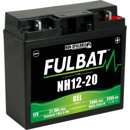 Fulbat battery  NH12-20 GEL (BMW)  12Volt  Capacity:20Ah  CCA:235Amp  L:186 W:82 H:171   P/N:550917  Polarity: - / +