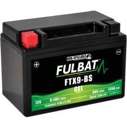 Fulbat battery  FTX9-BS GEL  12Volt  Capacity:8Ah  CCA:135Amp  L:150 W:87 H:105   P/N:550921  Polarity: +/-
