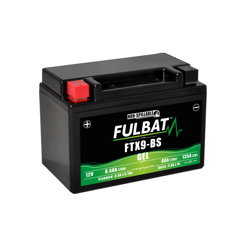 Fulbat battery  FTX9-BS GEL  12Volt  Capacity:8Ah  CCA:135Amp  L:150 W:87 H:105   P/N:550921  Polarity: +/-