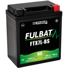 Fulbat battery  FTX7L-BS GEL  12Volt  Capacity:6Ah  CCA:100Amp  L:113 W:70 H:130   P/N:550920  Polarity: -/+