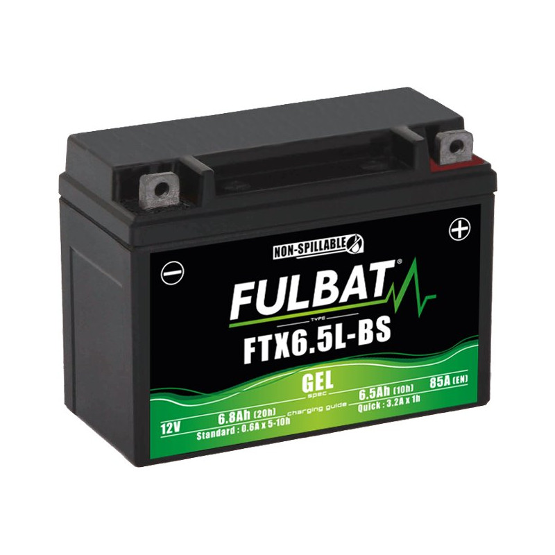 Fulbat battery FTX6,5L-BS GEL 12Volt Capacity:6,5Ah CCA:85Amp L:139 W:66 H:102 P/N:550963 Polarity: -/+ Fulbat battery FTX6,5L-BS GEL 12Volt Capacity:6,5Ah CCA:85Amp L:139 W:66 H:102 P/N:550963 Polarity: -/+