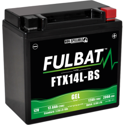 Fulbat battery  FTX14L-BS GEL  12Volt  Capacity:12Ah  CCA:200Amp  L:150 W:87 H:145   P/N:550990  Polarity: - / +