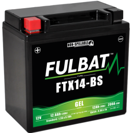 Fulbat battery  FTX14-BS GEL  12Volt  Capacity:12Ah  CCA:200Amp  L:150 W:87 H:145   P/N:550923  Polarity: +/-