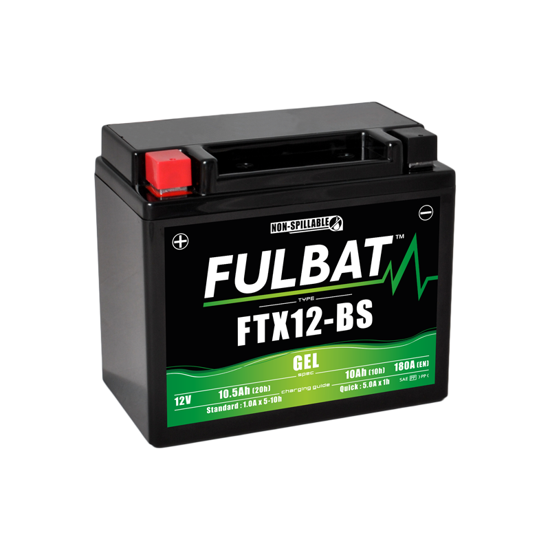 Fulbat battery FTX12-BS GEL 12Volt Capacity:10Ah CCA:180Amp L:150 W:87 H:130 P/N:550922 Polarity: +/- Fulbat battery FTX12-BS GEL 12Volt Capacity:10Ah CCA:180Amp L:150 W:87 H:130 P/N:550922 Polarity: +/-