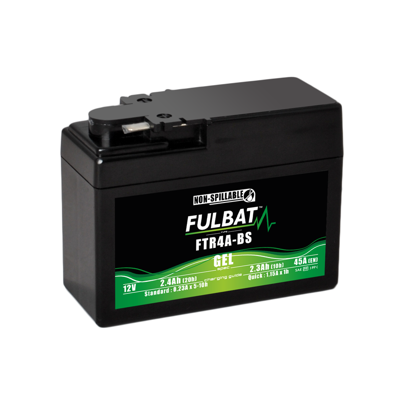 Fulbat battery FTR4A-BS GEL 12Volt Capacity:2.3Ah CCA:45Amp L:113 W:48 H:85 P/N:550950 Polarity: Fulbat battery FTR4A-BS GEL 12Volt Capacity:2.3Ah CCA:45Amp L:113 W:48 H:85 P/N:550950 Polarity: