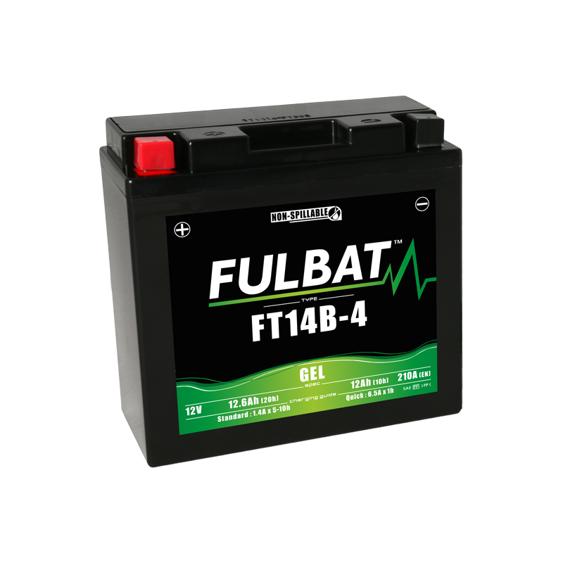 Fulbat battery FT14B-4 GEL 12Volt Capacity:12Ah CCA:210Amp L:150 W:69 H:145 P/N:550644 Polarity: + / - Fulbat battery FT14B-4 GEL 12Volt Capacity:12Ah CCA:210Amp L:150 W:69 H:145 P/N:550644 Polarity: + / -