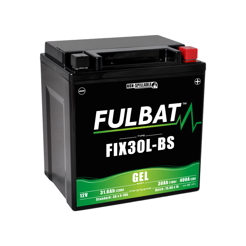 Fulbat battery  FIX30L-BS GEL  12Volt  Capacity:30Ah  CCA:400Amp  L:165 W:125 H:175   P/N:550943  Polarity: - / +