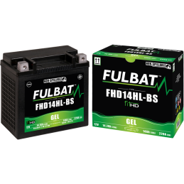 Fulbat battery  FHD14HL-BS GEL (Harley.D)  12Volt  Capacity:14Ah  CCA:220Amp  L:150 W:87 H:145   P/N:550880  Polarity: - / +