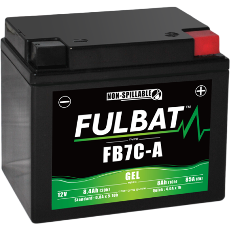 Fulbat battery  FB7C-A GEL  12Volt  Capacity:8Ah  CCA:85Amp  L:129 W:89 H:114   P/N:550989  Polarity: - / +