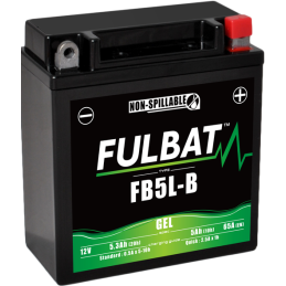 Fulbat battery  FB5L-B GEL  12Volt  Capacity:5Ah  CCA:65Amp  L:120 W:60 H:130   P/N:550991  Polarity: -/+
