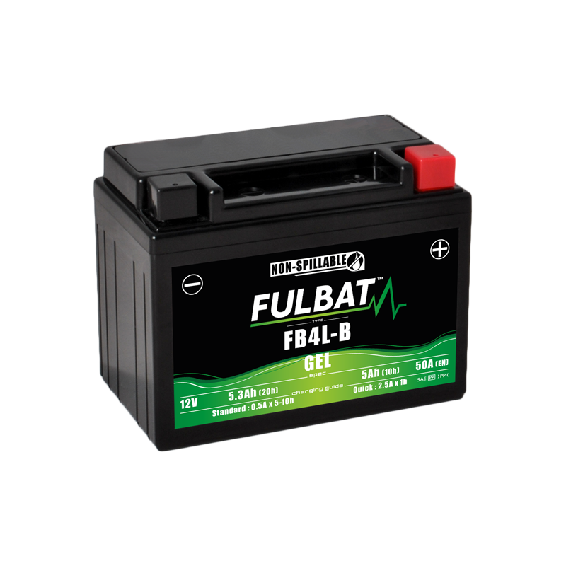 Fulbat battery FB4L-B GEL 12Volt Capacity:5Ah CCA:50Amp L:120 W:70 H:92 P/N:550916 Polarity: -/+ Fulbat battery FB4L-B GEL 12Volt Capacity:5Ah CCA:50Amp L:120 W:70 H:92 P/N:550916 Polarity: -/+