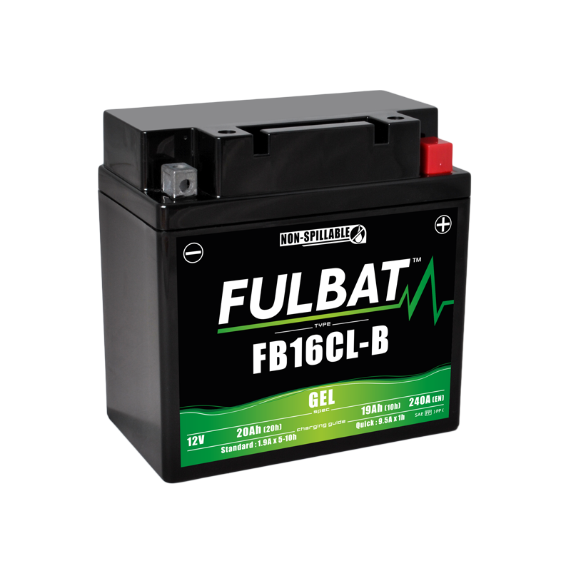 Fulbat battery  FB16CL-B GEL  12Volt  Capacity:19Ah  CCA:240Amp  L:175 W:100 H:175   P/N:550979  Polarity: - / +