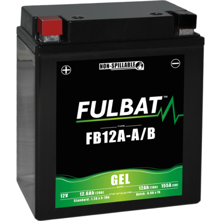 Fulbat battery  FB12A-A/B GEL (12N12A-4A-1)  12Volt  Capacity:12Ah  CCA:155Amp  L:134 W:80 H:161   P/N:550947  Polarity: +/-