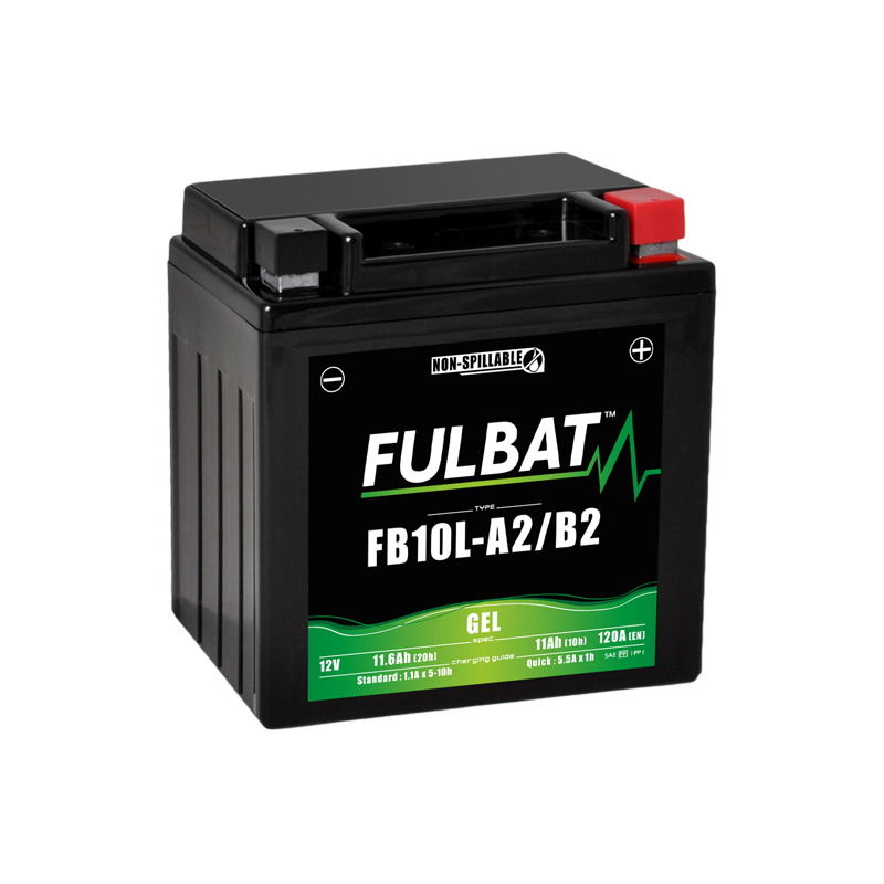 Fulbat battery FB10L-A2/B2 GEL 12Volt Capacity:11Ah CCA:120Amp L:133 W:90 H:145 P/N:550956 Polarity: -/+ Fulbat battery FB10L-A2/B2 GEL 12Volt Capacity:11Ah CCA:120Amp L:133 W:90 H:145 P/N:550956 Polarity: -/+
