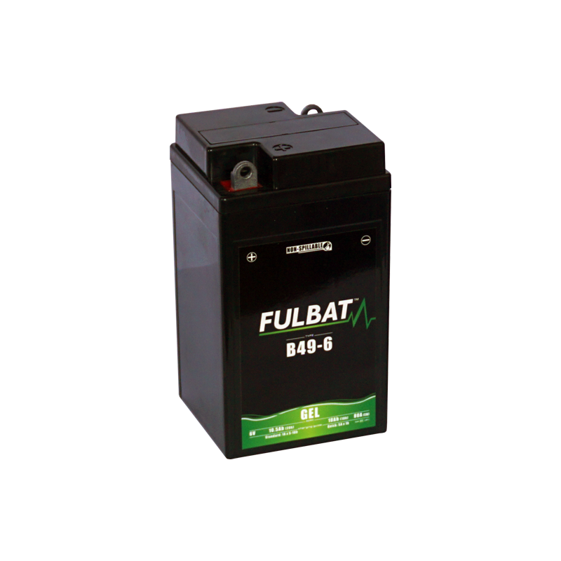 Fulbat battery B49-6 GEL 6Volt Capacity:10Ah CCA:80Amp L:91 W:83 H:159 P/N:550961 Polarity: + / - Fulbat battery B49-6 GEL 6Volt Capacity:10Ah CCA:80Amp L:91 W:83 H:159 P/N:550961 Polarity: + / -