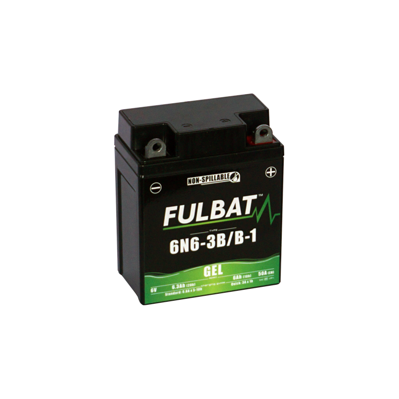 Fulbat battery 6N6-3B/B-1 GEL 6Volt Capacity:6Ah CCA:50Amp L:95 W:55 H:117 P/N:550960 Polarity: - / + Fulbat battery 6N6-3B/B-1 GEL 6Volt Capacity:6Ah CCA:50Amp L:95 W:55 H:117 P/N:550960 Polarity: - / +