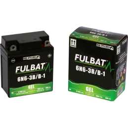 Fulbat battery  6N6-3B/B-1 GEL  6Volt  Capacity:6Ah  CCA:50Amp  L:95 W:55 H:117   P/N:550960  Polarity: - / +