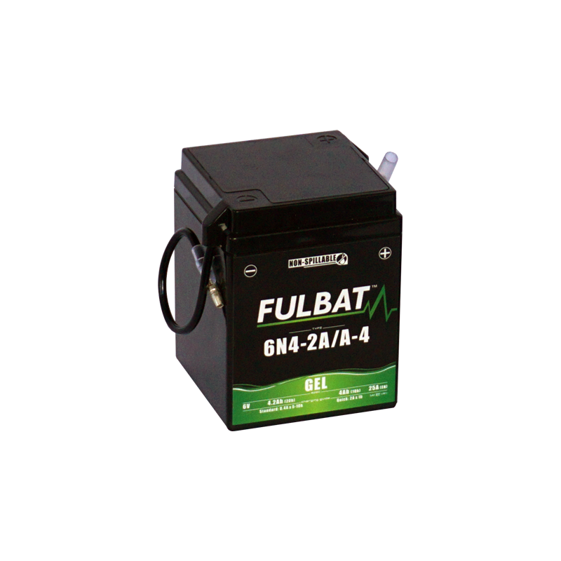 Fulbat battery 6N4-2A/A-4 GEL 6Volt Capacity:4Ah CCA:25Amp L:71 W:71 H:93 P/N:550959 Polarity: - / + Fulbat battery 6N4-2A/A-4 GEL 6Volt Capacity:4Ah CCA:25Amp L:71 W:71 H:93 P/N:550959 Polarity: - / +