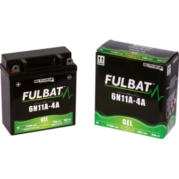 Fulbat battery  6N11A-4A GEL  6Volt  Capacity:11Ah  CCA:90Amp  L:121 W:58 H:130   P/N:550958  Polarity: + / -